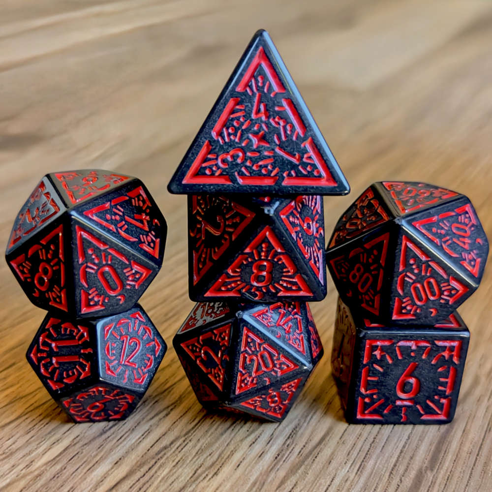 Red Black Arcane Burst Dice Set