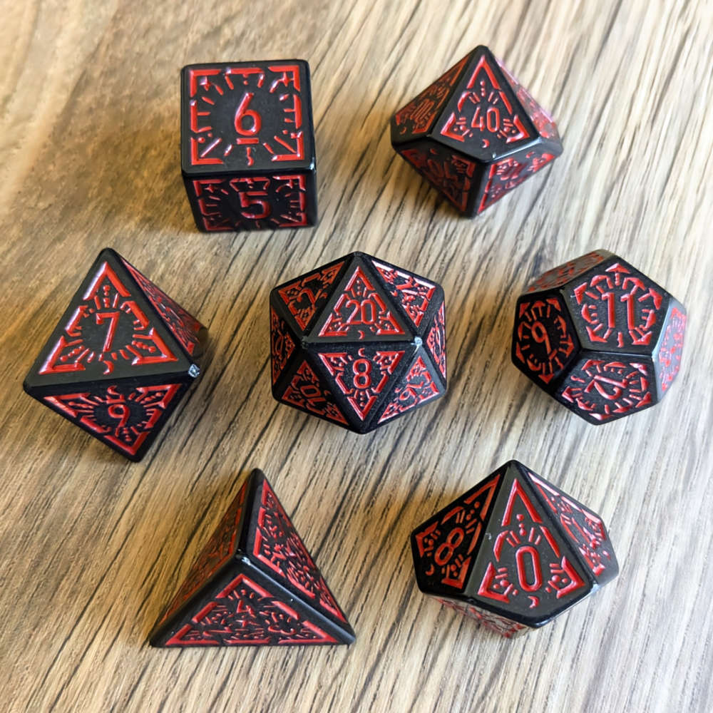 Red Black Arcane Burst Dice Set