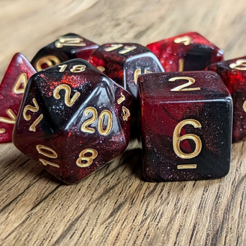 Red Galaxy Dice Set