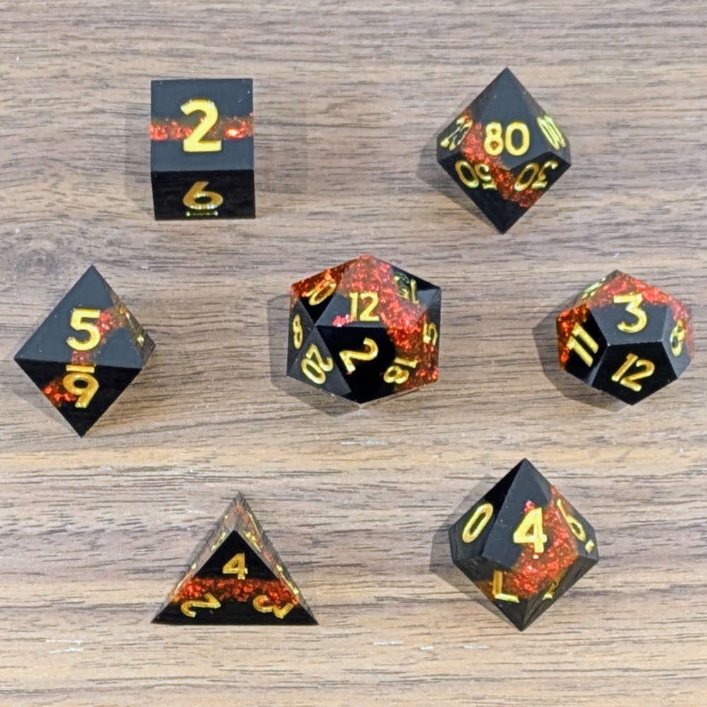 Red Gilded Abyss Dice Set