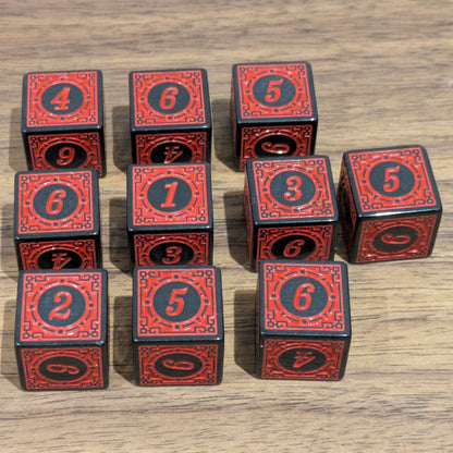 Red Runic D6 Dice Set