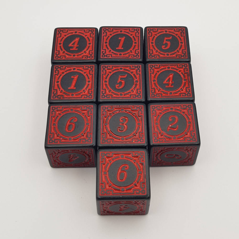 Red runic d6 dice