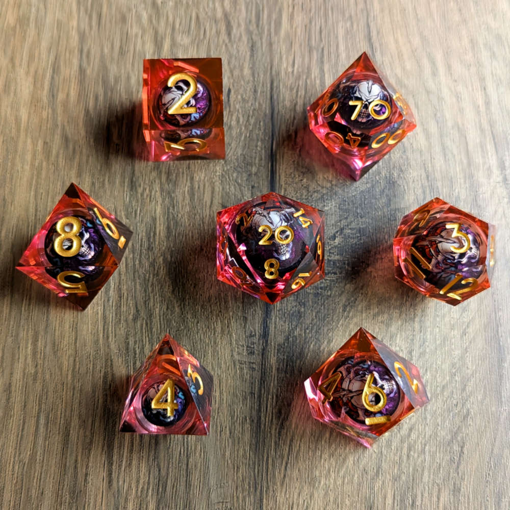 Red Skull Rolling Dice Set