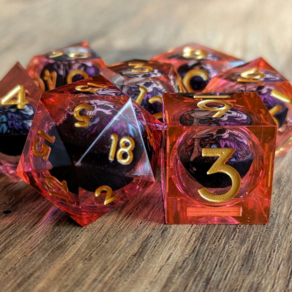 Red Skull Rolling Dice Set