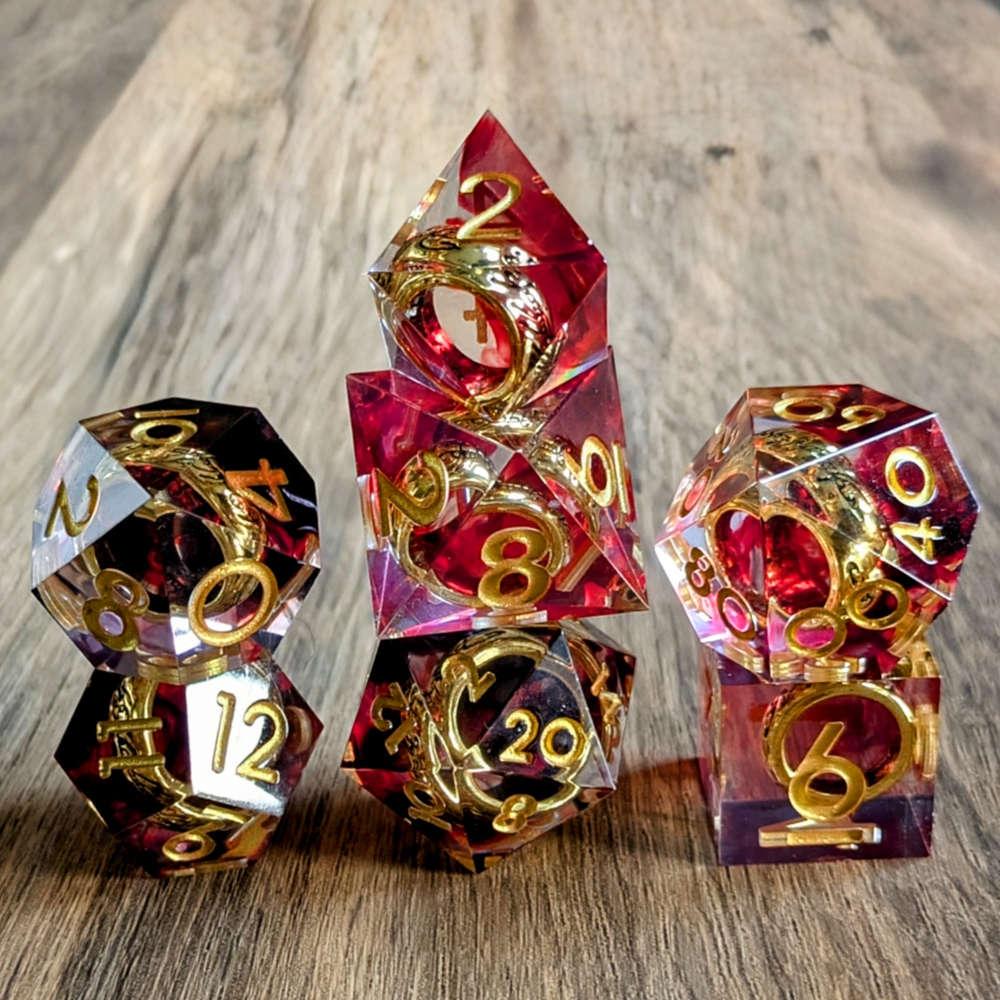 Red One Ring Sharp Edge Dice