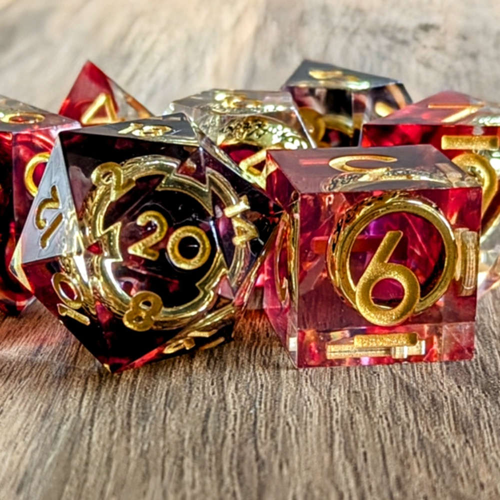 Red One Ring Sharp Edge Dice