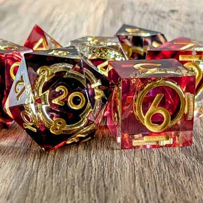 Red One Ring Sharp Edge Dice