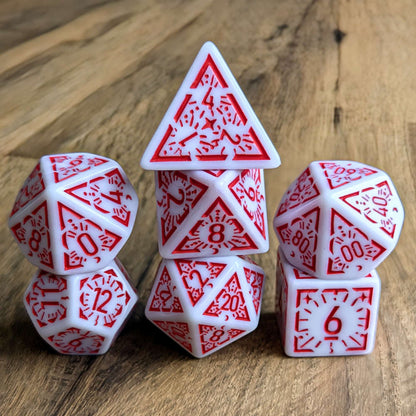 Red White Arcane Burst Dice Set