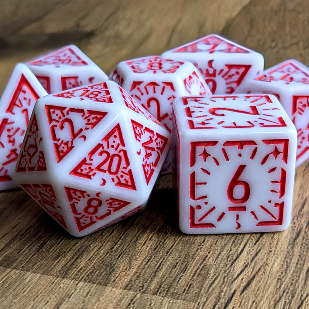 Red White Arcane Burst Dice Set