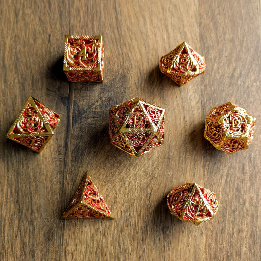 Regal Gold Hollow Dragon Dice
