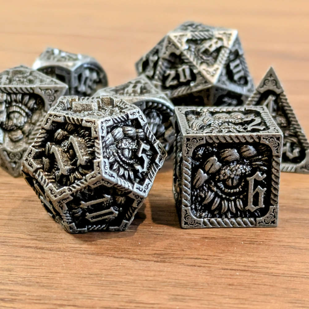 Silver Slumbering Dragon Dice
