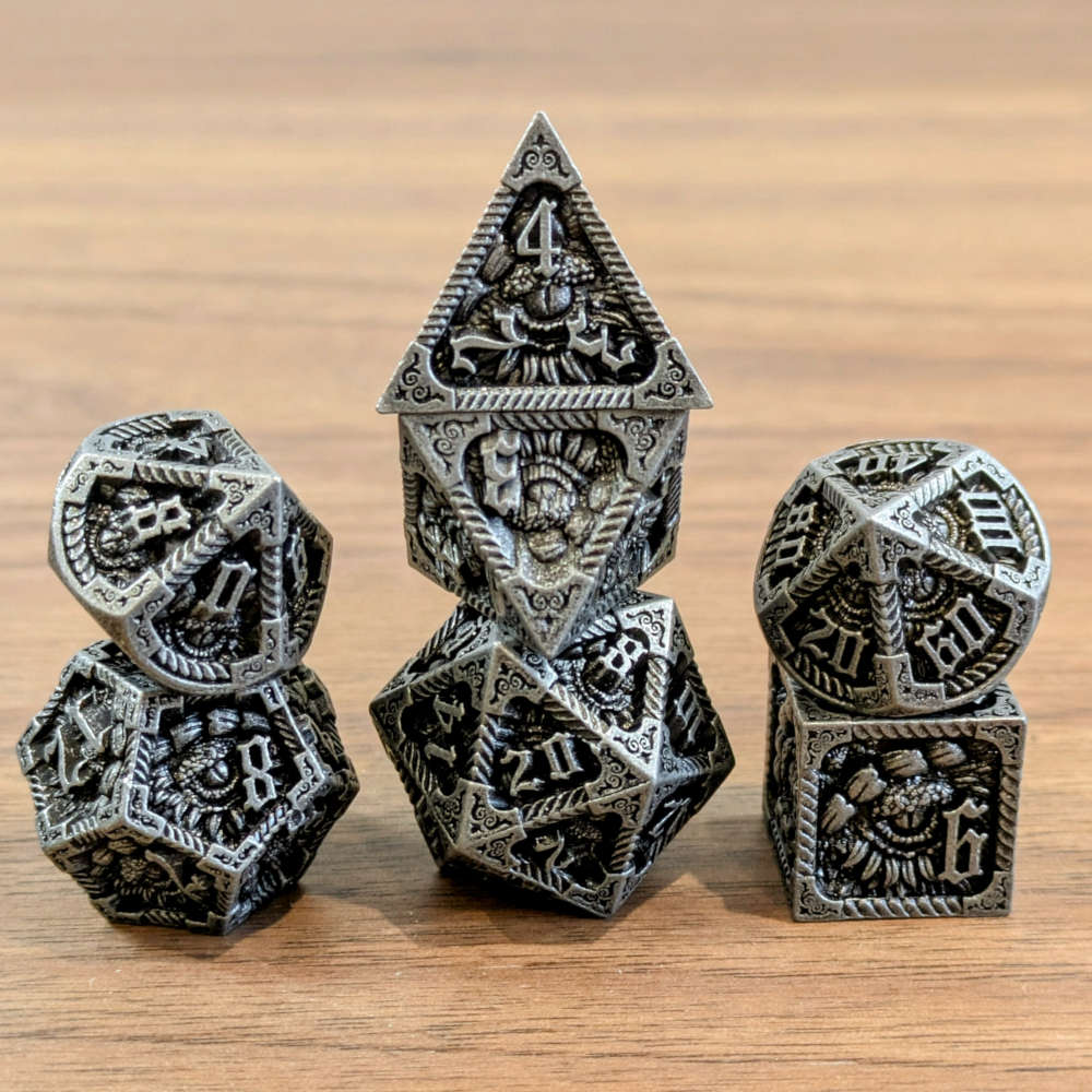 Silver Slumbering Dragon Dice
