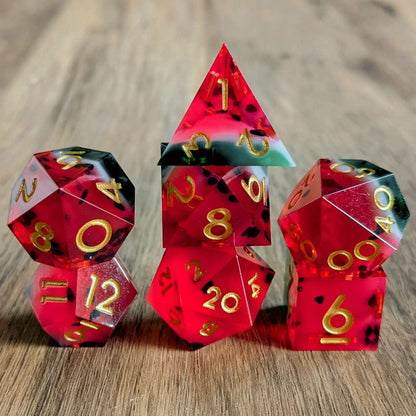 Watermelon Sharp Edge Dice Set