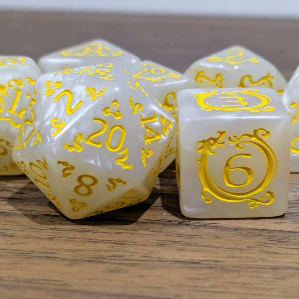 White Ascendant Dragon Dice Set