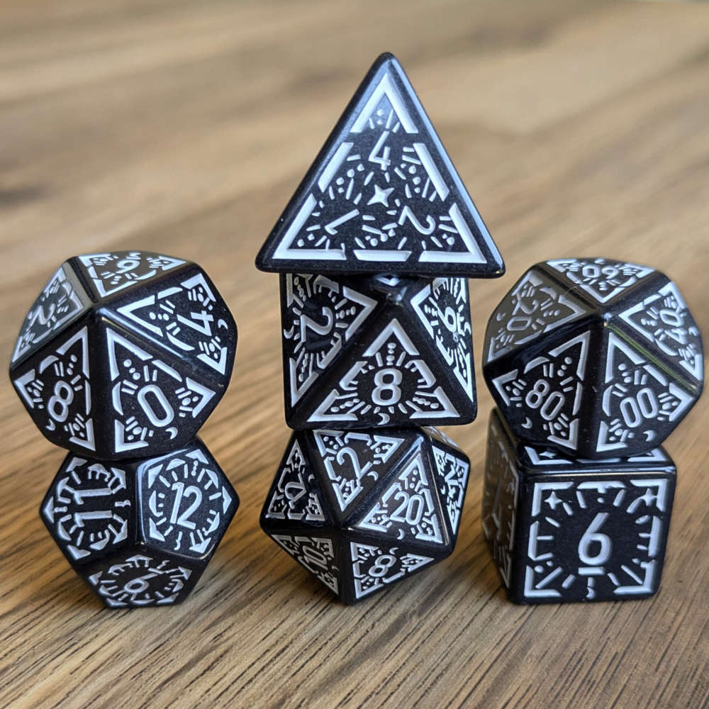 White Black Arcane Burst Dice Set