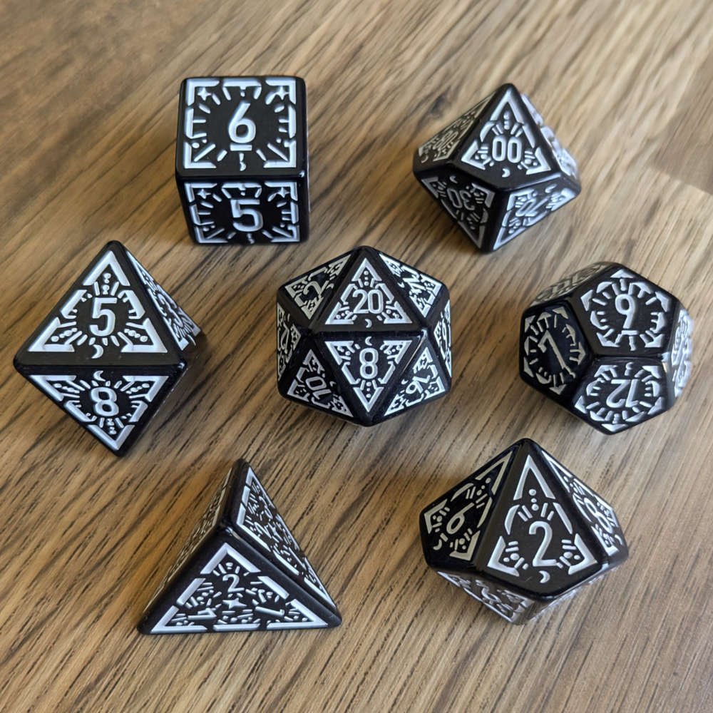 White Black Arcane Burst Dice Set