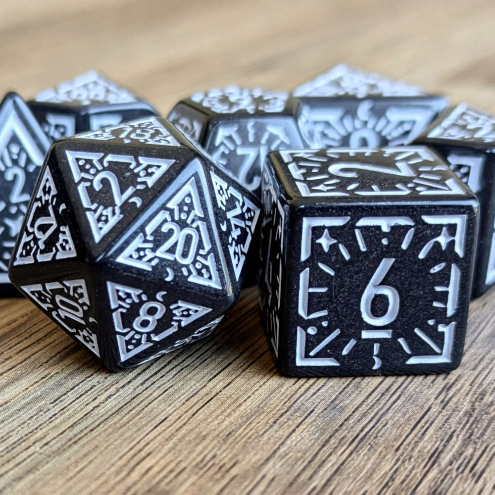 White Black Arcane Burst Dice Set