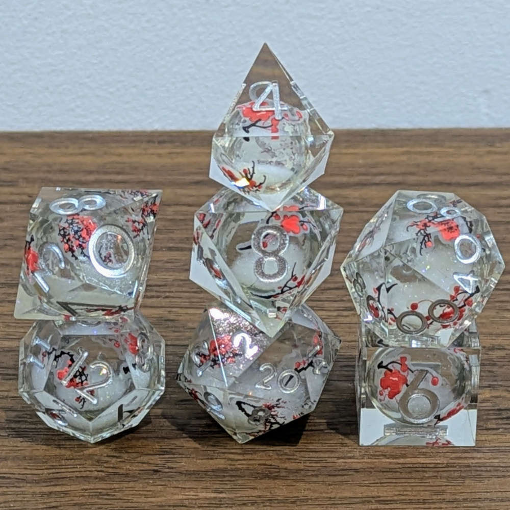 White Cherry Blossom Dice Set