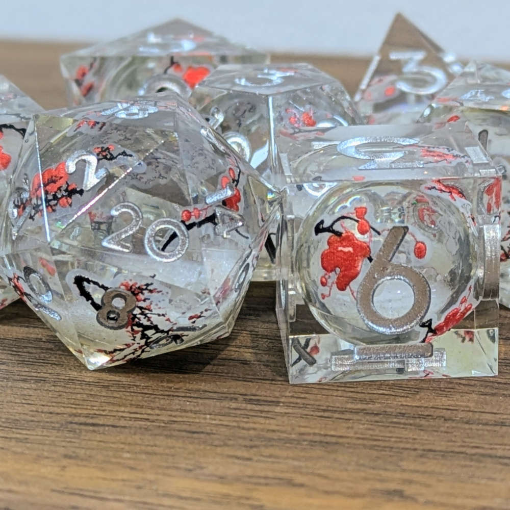 White Cherry Blossom Dice Set