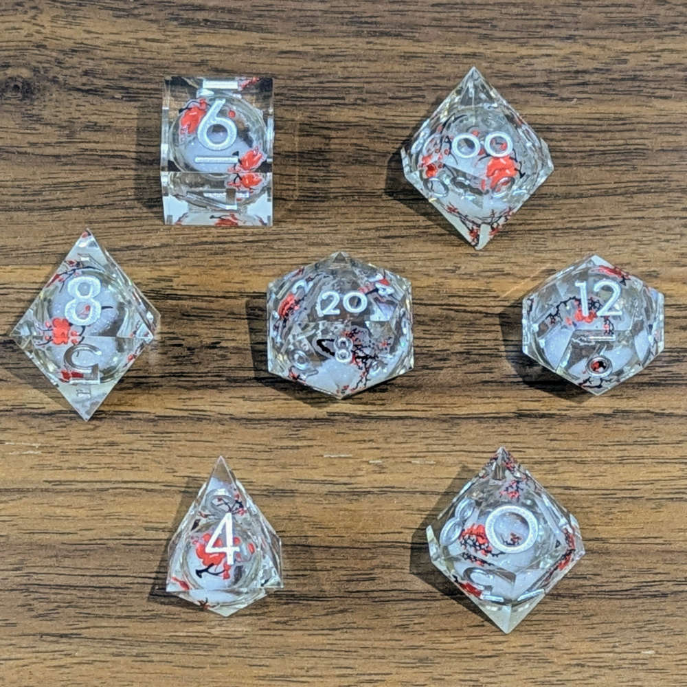 White Cherry Blossom Dice Set