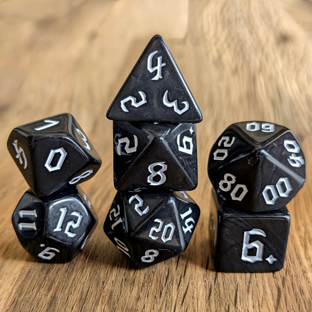 White Full Moon Dice Set