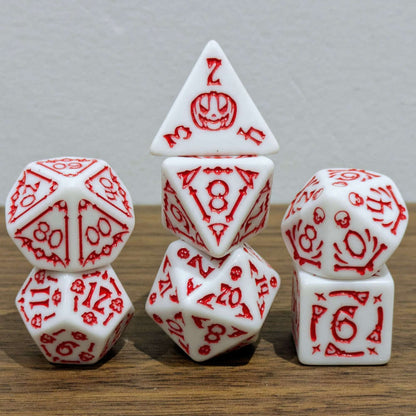 White Spooky Scary Skeletons Dice Set