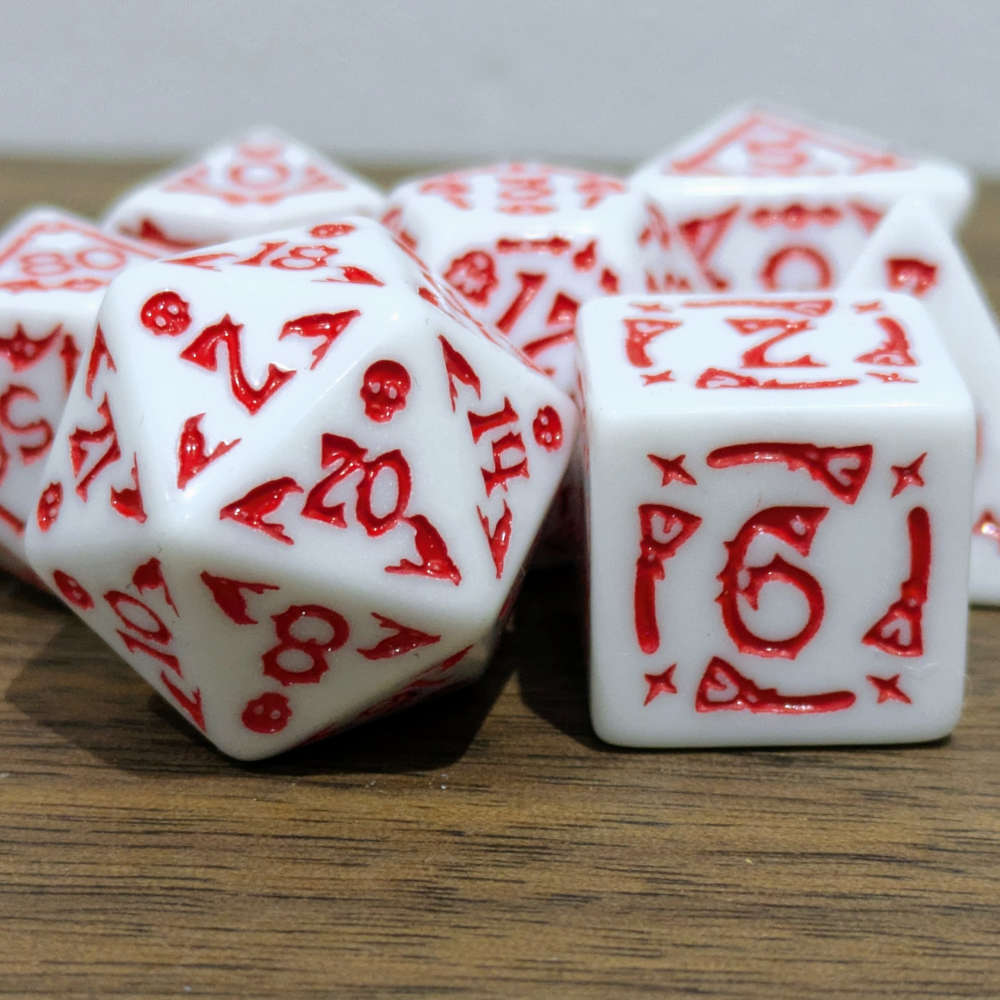 White Spooky Scary Skeletons Dice Set