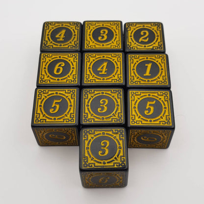 Yellow runic d6 dice set