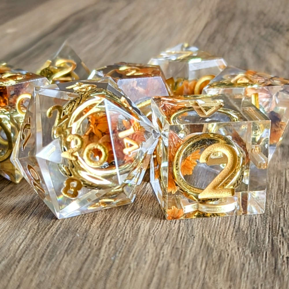 Yellow One Ring Sharp Edge Dice