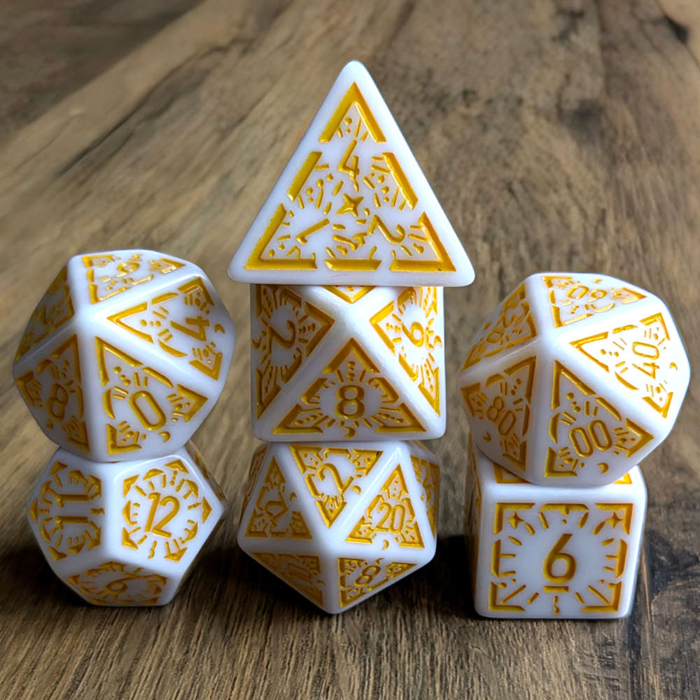 Yellow White Arcane Burst Dice Set