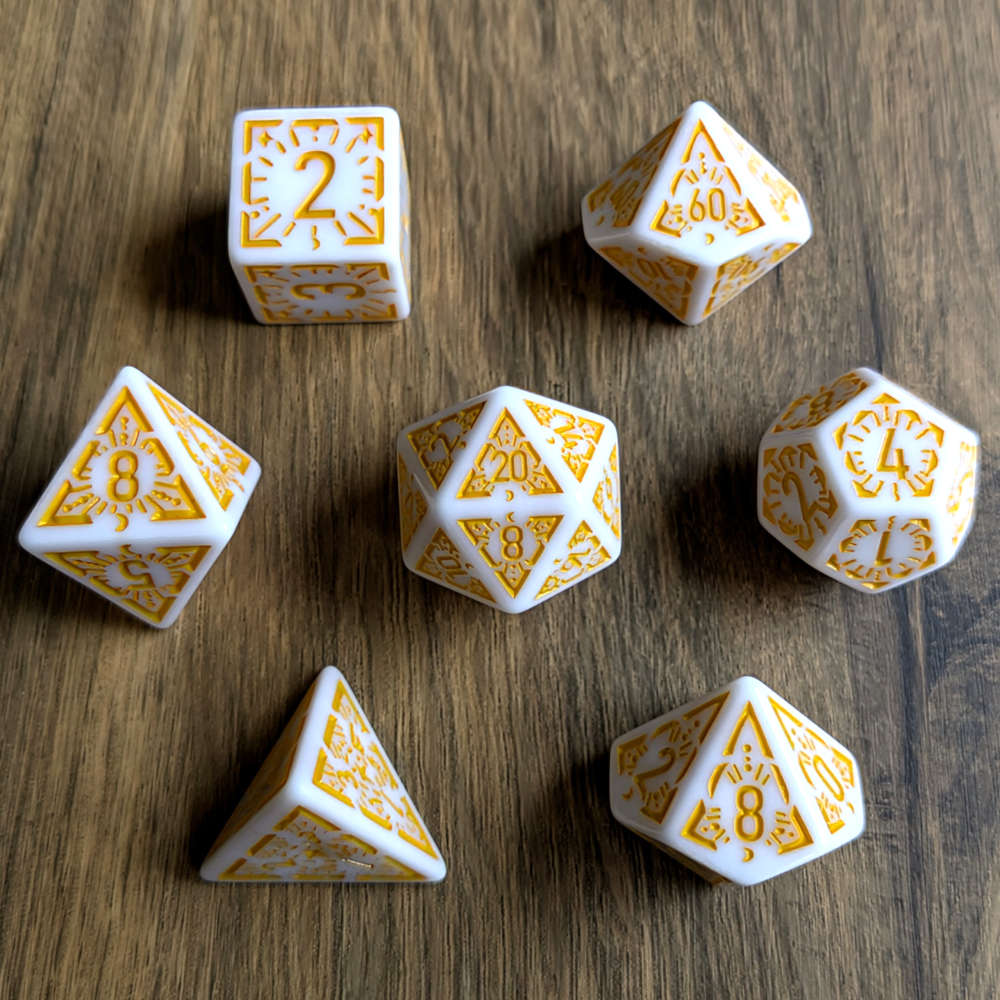 Yellow White Arcane Burst Dice Set