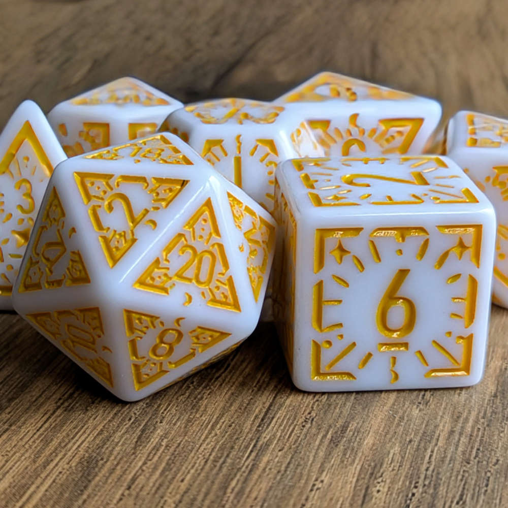 Yellow White Arcane Burst Dice Set