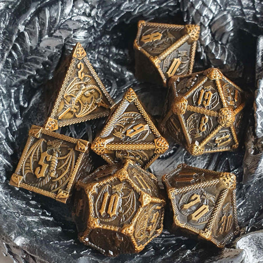 Ancient Gold Dragon Dice Set