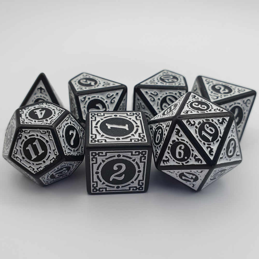 White runic DND dice set